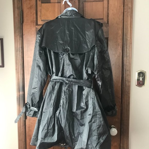 Joan Rivers Olive w/Shimmer Trench Coat w/Epaulettes Size 2X - Picture 12 of 16